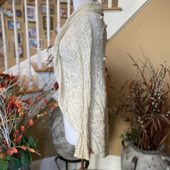 Anthropologie Knitted & Knotted XS Ivory Open Knit Cardigan. - Picture 2 of 6
